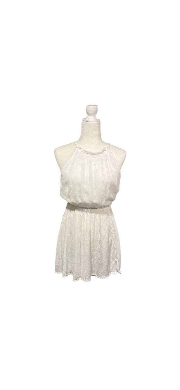 Blue Rain white haltered fit and flare gauze mini dress - S